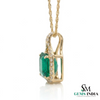 Octagon Cut Emerald & Diamond Halo Pendant - Fine Emerald Jewelry