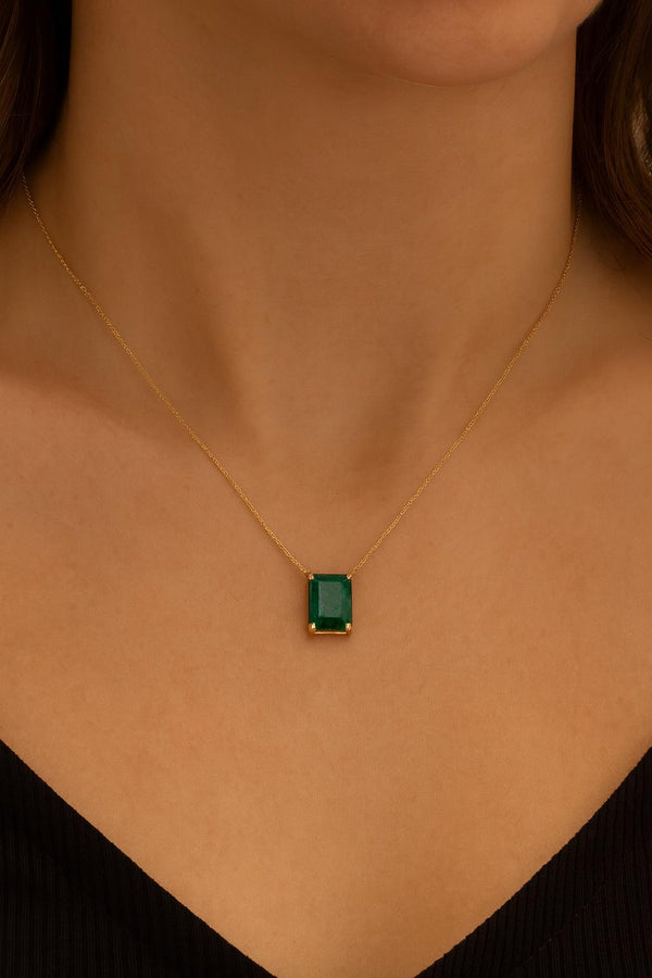 Natural Emerald Pendant,14k Solid Gold Pendant,Emerald Cut Pendant,Minimalist Necklace,May Birthday Gift,Pendant for Green Emerald Necklace