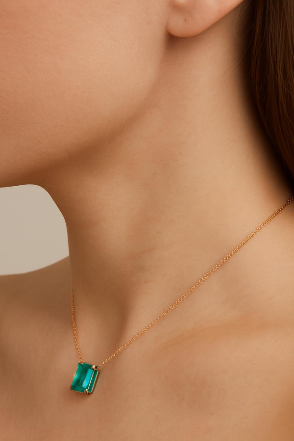 Natural Emerald Pendant,14k Solid Gold Pendant,Emerald Cut Pendant,Minimalist Necklace,May Birthday Gift,Pendant for Green Emerald Necklace