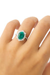 3.90 Carats Natural Zambian Emerald And Diamond Engagement Ring / Elegant May Birthstone Ring / Anniversary Wedding Gift Ring