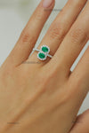 Double Emerald Halo Ring | Oval Cut Emerald & Diamond Ring | Toi et Moi Emerald Ring | May Birthstone Jewelry | Engagement Anniversary Gift