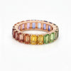 Rainbow Sapphire Eternity Band Ring: 14k Gold Prong Setting Full Eternity Band Ring
