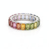Rainbow Sapphire Eternity Band Ring: 14k Gold Prong Setting Full Eternity Band Ring