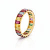 Rainbow Sapphire Eternity Band Ring: 14k Gold Prong Setting Full Eternity Band Ring