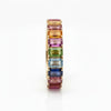 Rainbow Sapphire Eternity Band Ring: 14k Gold Prong Setting Full Eternity Band Ring