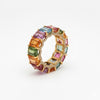 Rainbow Sapphire And Diamonds Full Eternity Band Ring: 14k Gold Prong Setting Full Eternity Band Ring