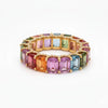 Rainbow Sapphire And Diamonds Full Eternity Band Ring: 14k Gold Prong Setting Full Eternity Band Ring