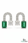 7,80 ct dunkelgrüne Statement-Ohrhänger mit großen sambischen Smaragden im Smaragd- und Ovalschliff, 18 Karat Gold, Smaragdohrringe, ovale Smaragdstifte (Kopie)
