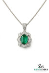 Vintage Style Emerald Cut Green Emerald Diamond Pendant
