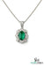 Vintage Style Emerald Cut Green Emerald Diamond Pendant
