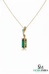 Elegant Emerald Birthstone Pendant for Women-Baguettes Green Emerald & Diamond Pendant