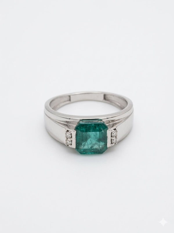 14K White Gold Mens Ring