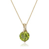 Round Peridot Pendant with Diamond Accent - Elegant Minimalist Birthstone Jewelry