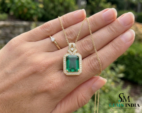 Statement Emerald Pendant with Diamond Accents – Luxury Style