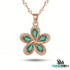 Pear Cut Emerald Flower Pendant with Diamond Halo in 18k Gold