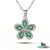 Pear Cut Emerald Flower Pendant with Diamond Halo in 18k Gold