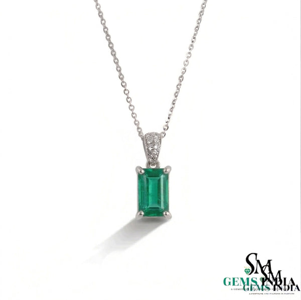 Minimalist Emerald Cut Emerald Pendant - Fine Emerald Jewelry