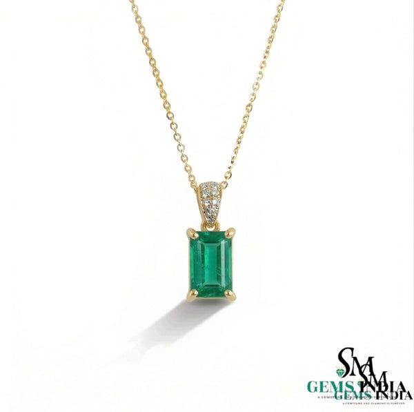 Minimalist Emerald Cut Emerald Pendant - Fine Emerald Jewelry