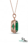 Oval Emerald & Diamond Vintage Halo Pendant - Classic Gift For her