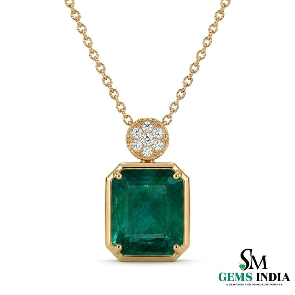 Octagon Green Emerald Pendant Necklace – Fine Jewelry Gift for Her