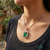 Emerald Cut Green Emerald & Diamond Halo Pendant - Fine Jewelry Emerald Pendant