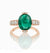 Oval shape Natural Emerald Cabochon Engagement Ring with Diamond Band 3.20 carat 18K Gold Ring