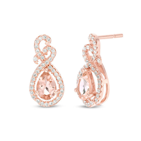 Elegant Pear Morganite Diamond Drop Earrings - Fine Jewelry Earrings