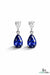 Pear Blue Moissanite Drop Earrings with White Moissanite Accents