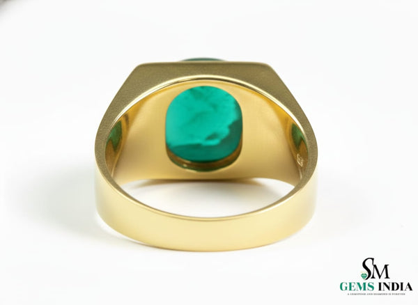 4.30 Carats Sugar Loaf Natural Emerald 18K Gold Men's Ring – May Birthstone Men Luxury Ring
