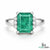 Natural Octagon Emerald & Diamond Mens Ring - 14K Solid Gold Engagement Ring