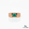 Men's 18k Gold Emerald Ring: Round Green Gemstone, May Birthstone