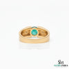 Men's 18k Gold Emerald Ring: Round Green Gemstone, May Birthstone