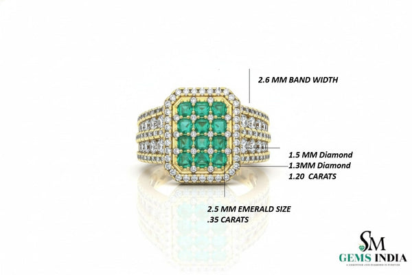 Emerald Diamond Wedding Band: 18k Gold May Birthstone Ring -Christmas Gift Ring