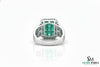 Emerald Diamond Wedding Band: 18k Gold May Birthstone Ring -Christmas Gift Ring