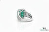 Emerald Diamond Wedding Band: 18k Gold May Birthstone Ring -Christmas Gift Ring
