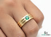 14k Solid Gold Men's Emerald Band Ring: Art Deco Wedding Anniversary