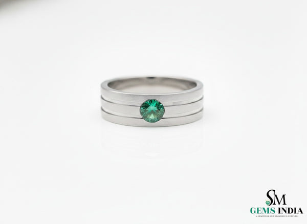 14k Solid Gold Men's Emerald Band Ring: Art Deco Wedding Anniversary
