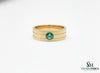 14k Solid Gold Men's Emerald Band Ring: Art Deco Wedding Anniversary