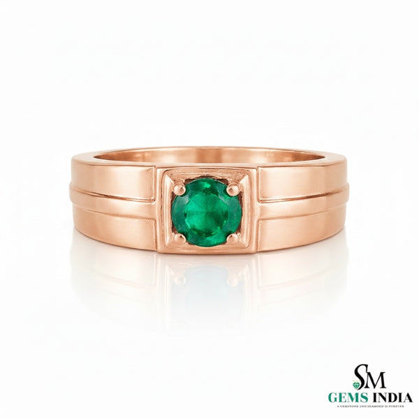 1 carat natural zambian emerald mens ring in / 14k Solid Gold - Father's Day Gift