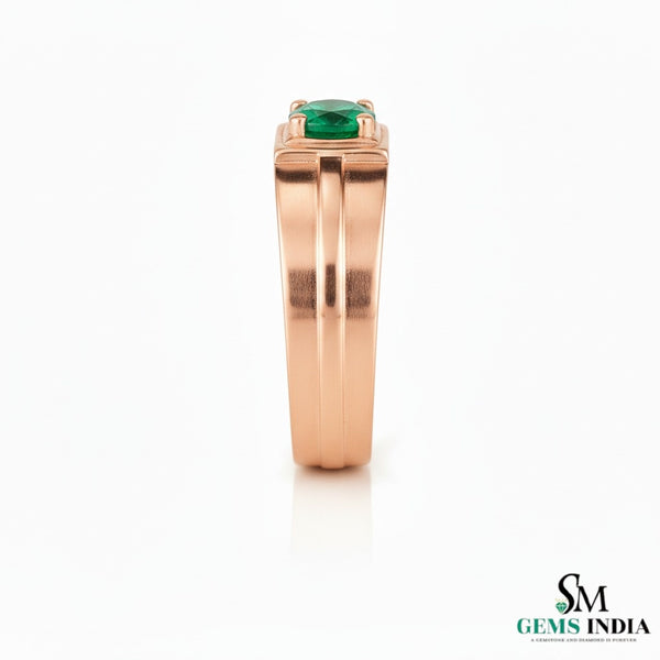 1 carat natural zambian emerald mens ring in / 14k Solid Gold - Father's Day Gift