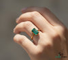 0.90 Carat Emerald-Cut Green Emerald Solitaire Ring - Green Gemstone Jewelry