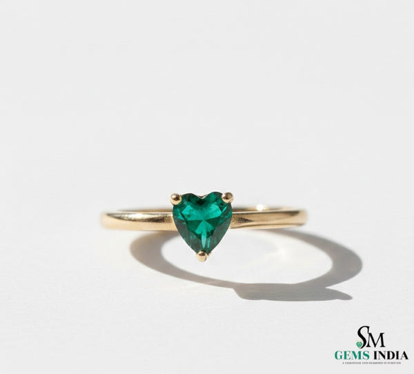 0.80 Carats Natural Emerald Solitaire Ring - 14k Solid Gold Gold Women Wedding Anniversary Gift Ring