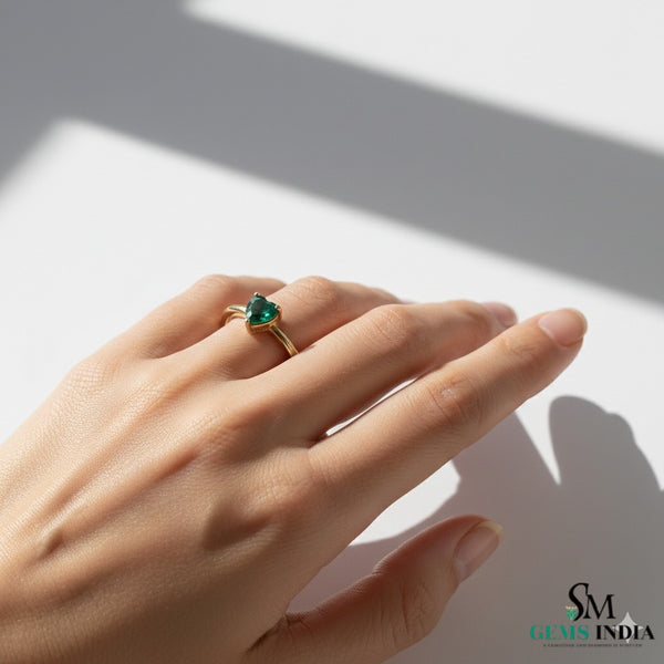 0.80 Carats Natural Emerald Solitaire Ring - 14k Solid Gold Gold Women Wedding Anniversary Gift Ring