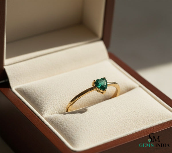 0.80 Carats Natural Emerald Solitaire Ring - 14k Solid Gold Gold Women Wedding Anniversary Gift Ring