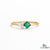 Princess Cut Green Emerald Ring with Trio Diamond Accent Cluster – Minimalist Fine Jewelry