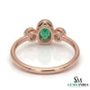 Fine 14K Gold Oval Emerald Ring with Two Round Diamonds