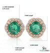 Round Emerald & Diamond Halo Stud Earrings in 14K Gold - Everyday Jewelry