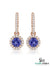 Round Tanzanite Triple Halo Diamond Dangle Earrings - Fine Jewelry