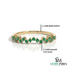 Round Curved Cluster Natural Emerald Band Fine Jewelry Statement Ring
