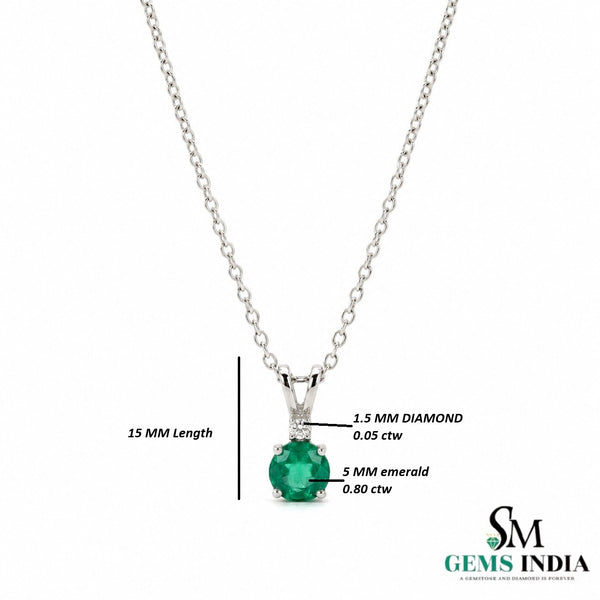 Round Cut Emerald Diamond Pendant Necklace – Minimalist Fine Jewelry